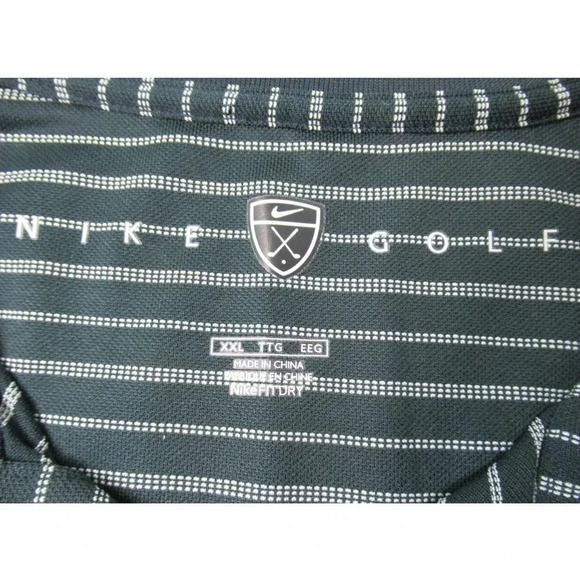 NIKE GOLF Men's Polo Shirt Black White Stripes Fit Dry Style 56323 Size XXL - Picture 7 of 9